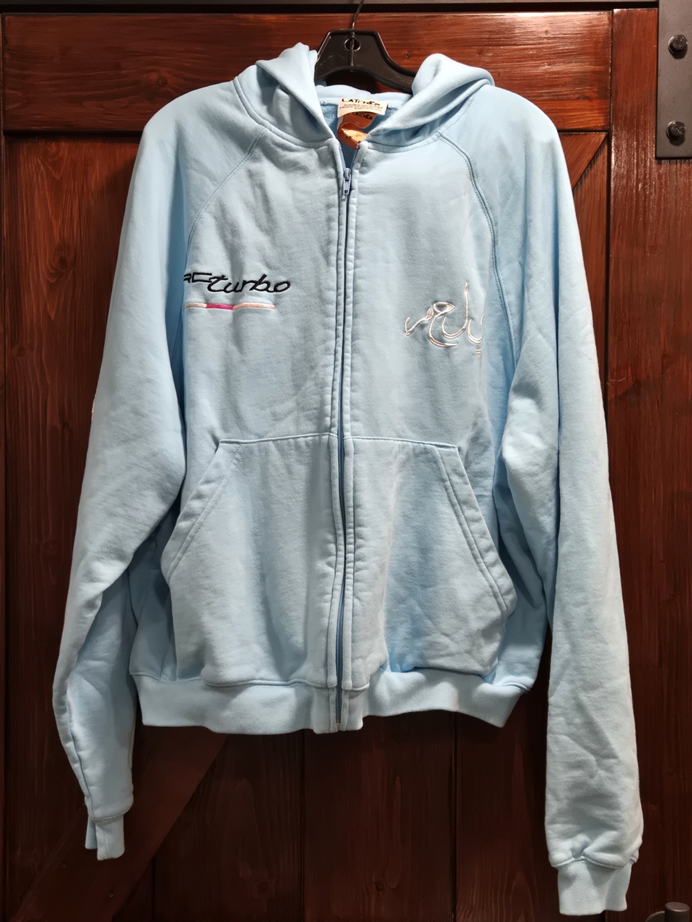 Light Sky Blue Full-Zip Hoodie Sweatshirt with Hood